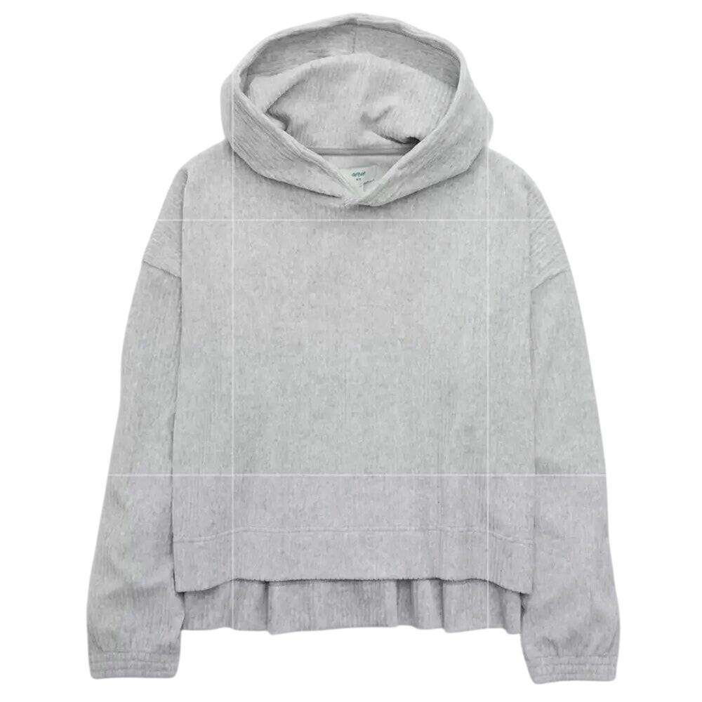 Aerie Oversized Velour Hoodie Gray Size Medium Soft Lounge Pullover